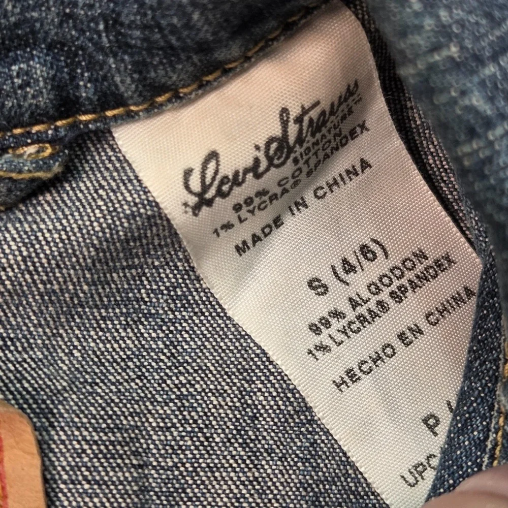 Levis Jean Jacket Womens S Vintage Y2K Blue Denim Moto Grunge 90s Heritage - Picture 4 of 11